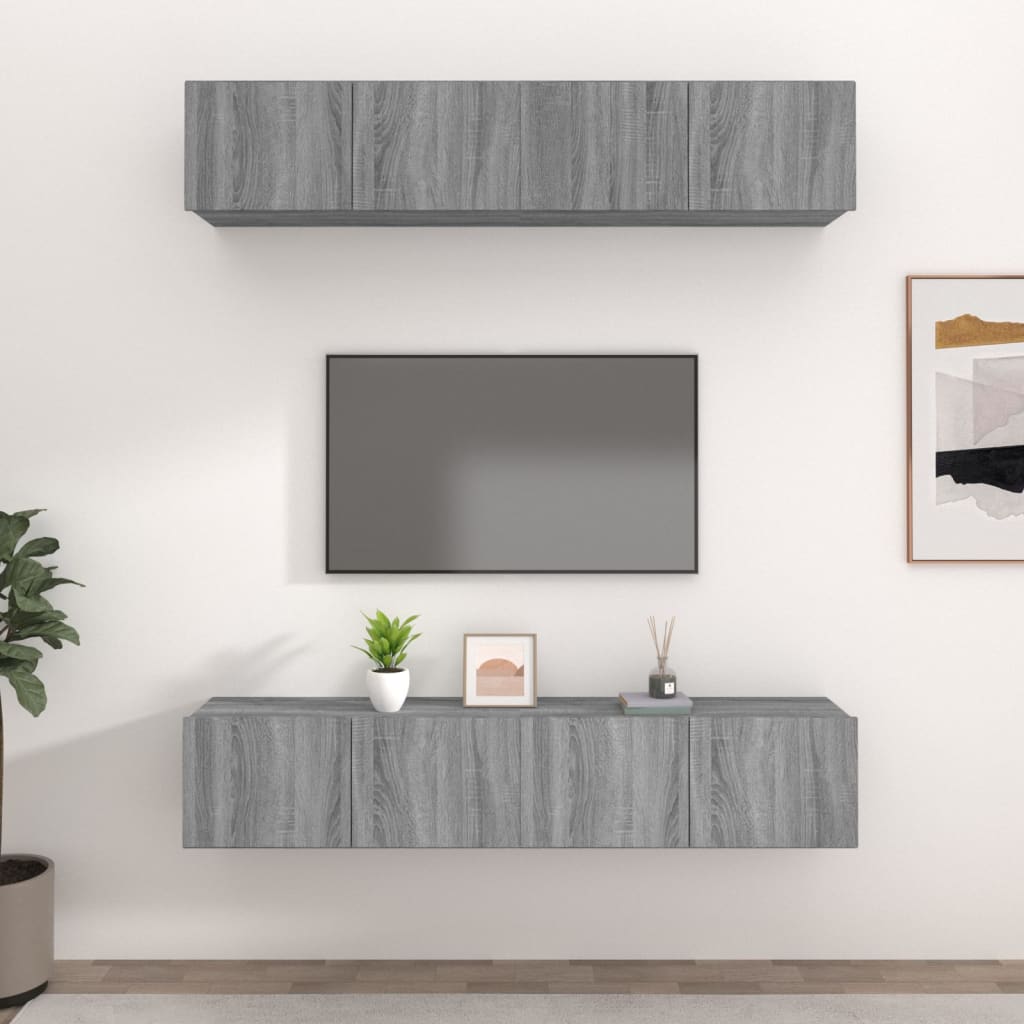 E-shop Multidom TV skrinky 4 ks sivý dub sonoma 80x30x30 cm spracované drevo