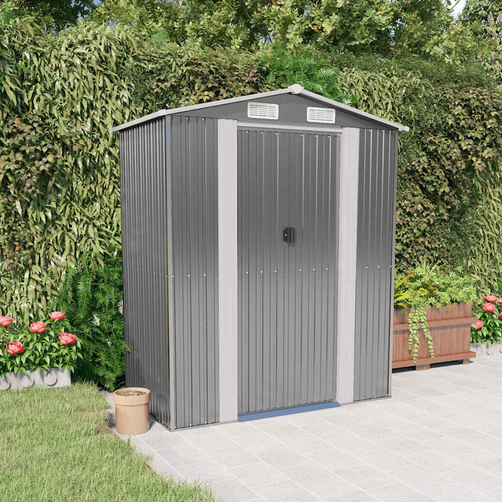 E-shop Multidom Záhradná kôlňa bledosivá 192x108x223 cm pozinkovaná oceľ