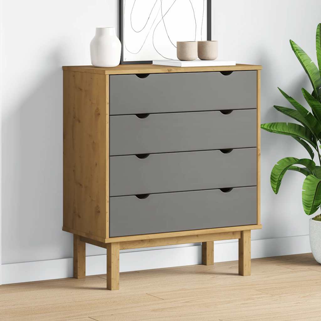 E-shop Multidom Skrinka so zásuvkami OTTA, hnedo sivá 76,5x39,5x90 cm, borovica