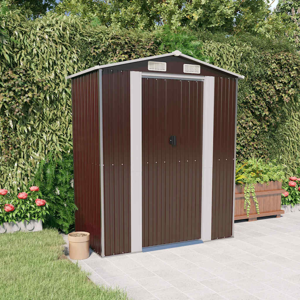 E-shop Multidom Záhradná kôlňa tmevohnedá 192x108x223 cm pozinkovaná oceľ