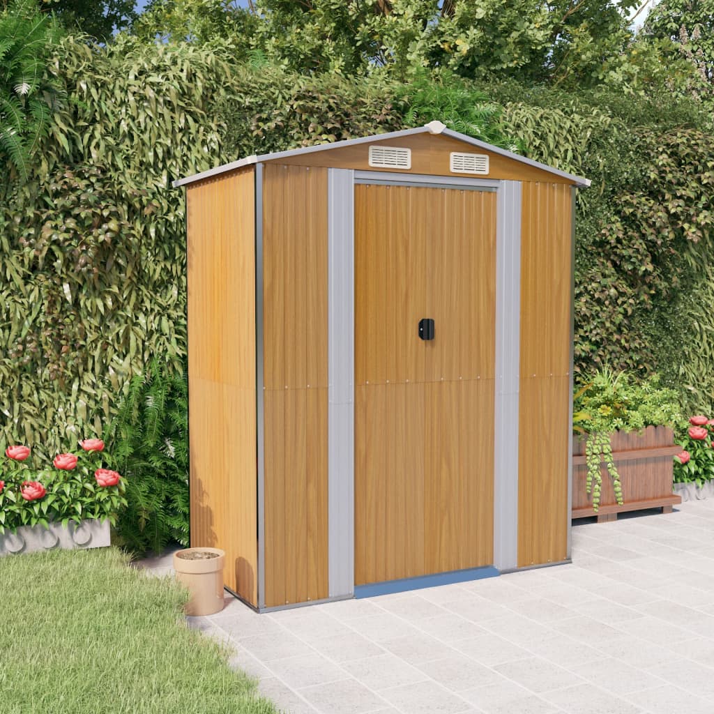 E-shop Multidom Záhradná kôlňa bledohnedá 192x108x223 cm pozinkovaná oceľ