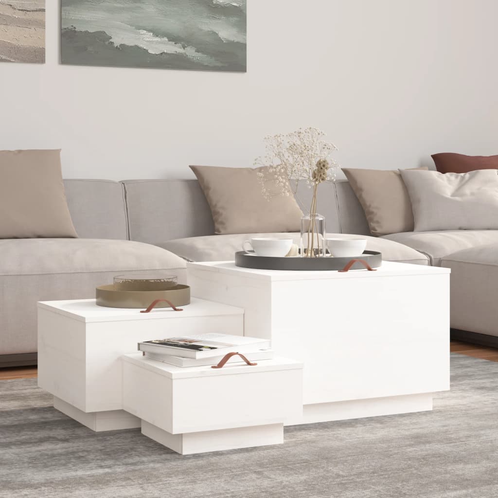 E-shop Multidom Úložné boxy s vekom 3 ks biele masívna borovica