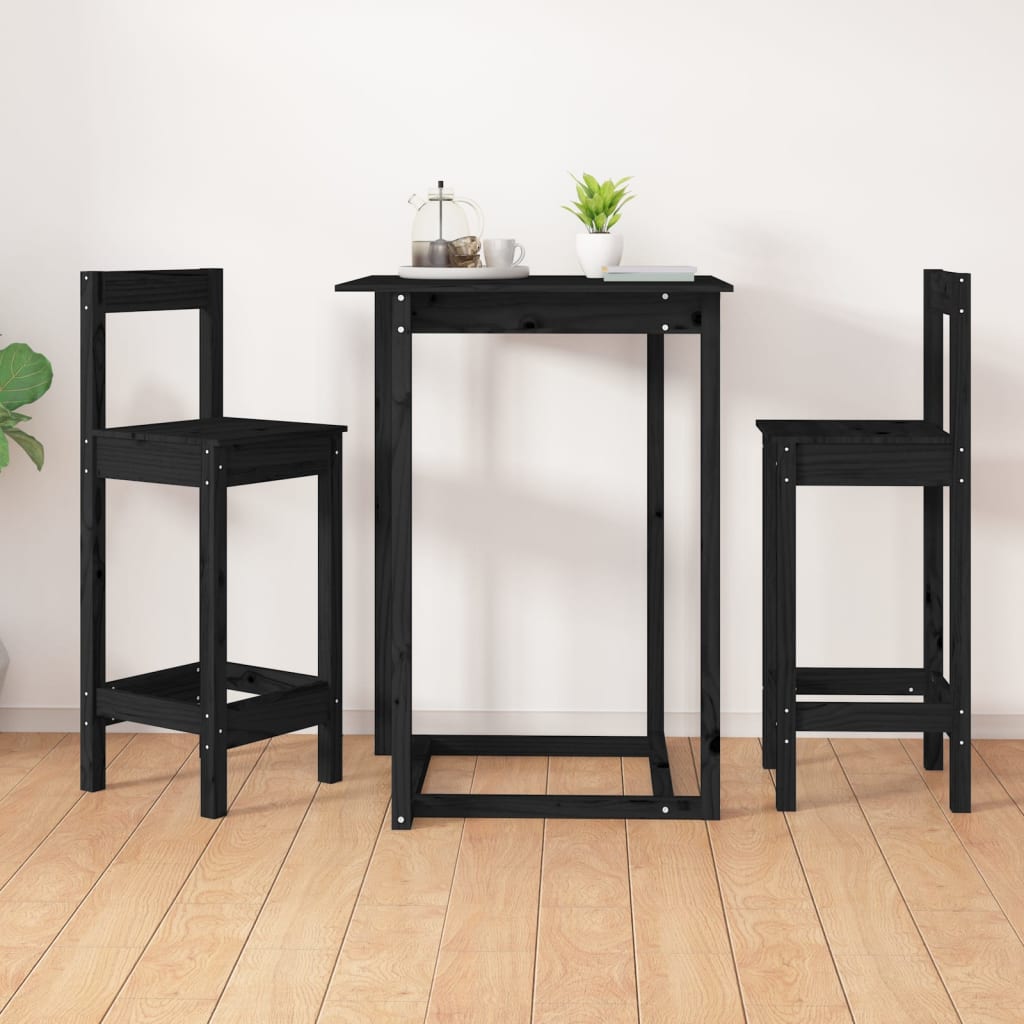E-shop Multidom Barové stoličky 2 ks čierne 40x41,5x112 cm borovicový masív