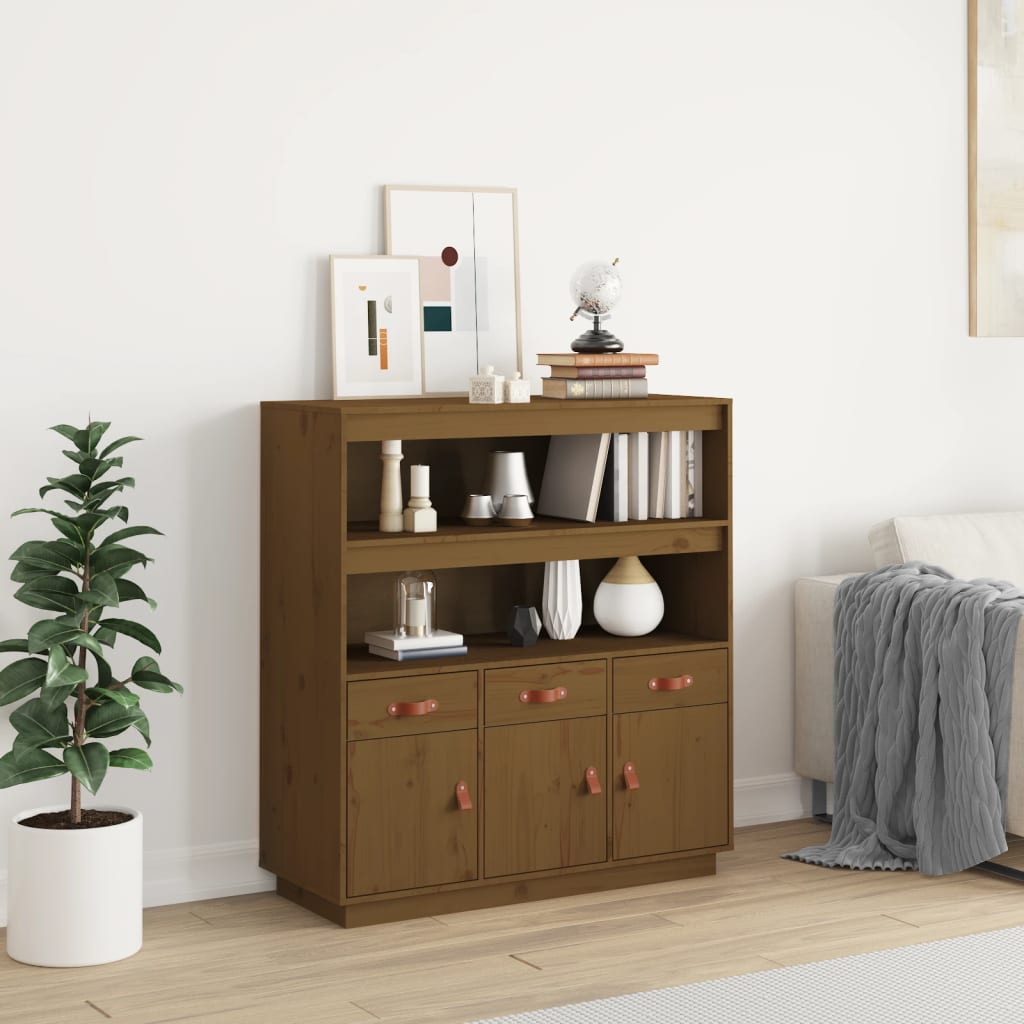 E-shop Multidom Vysoká skrinka medovohnedá 100x40x108,5 cm masívna borovica