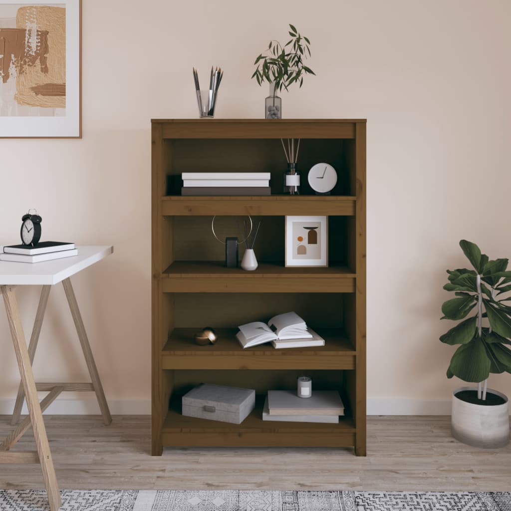 E-shop Multidom Knižnica medovohnedá 80x35x126 cm masívna borovica