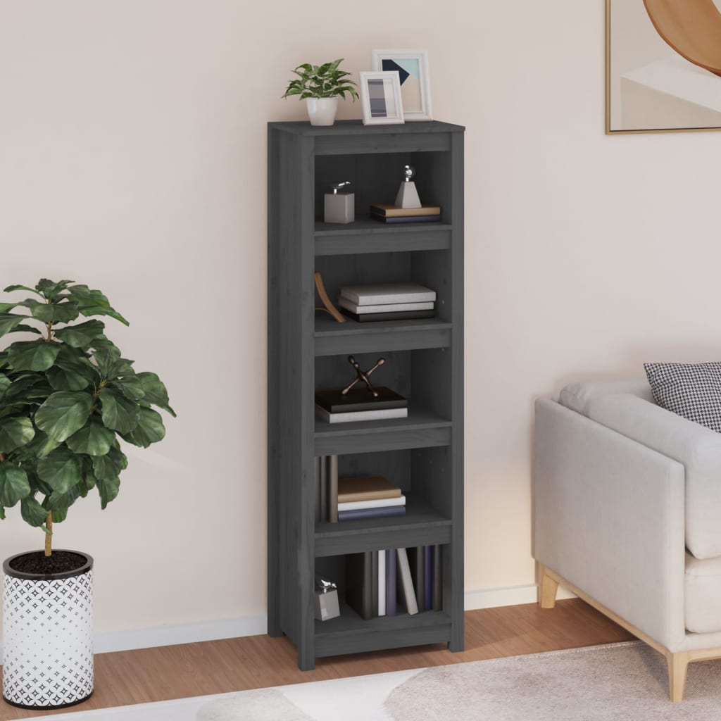 E-shop Multidom Knižnica sivá 50x35x154 cm masívna borovica