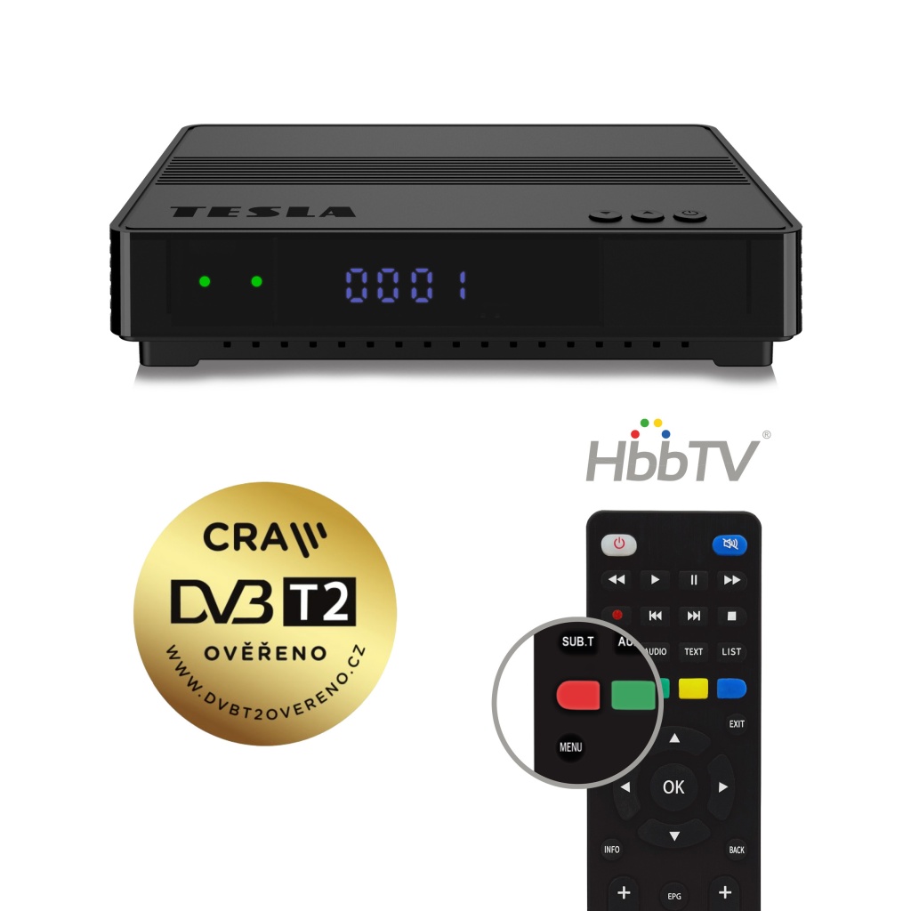 TESLA HYbbRID TV TH210 - set-top box DVB-T2 s HbbTV (H.265/HEVC)