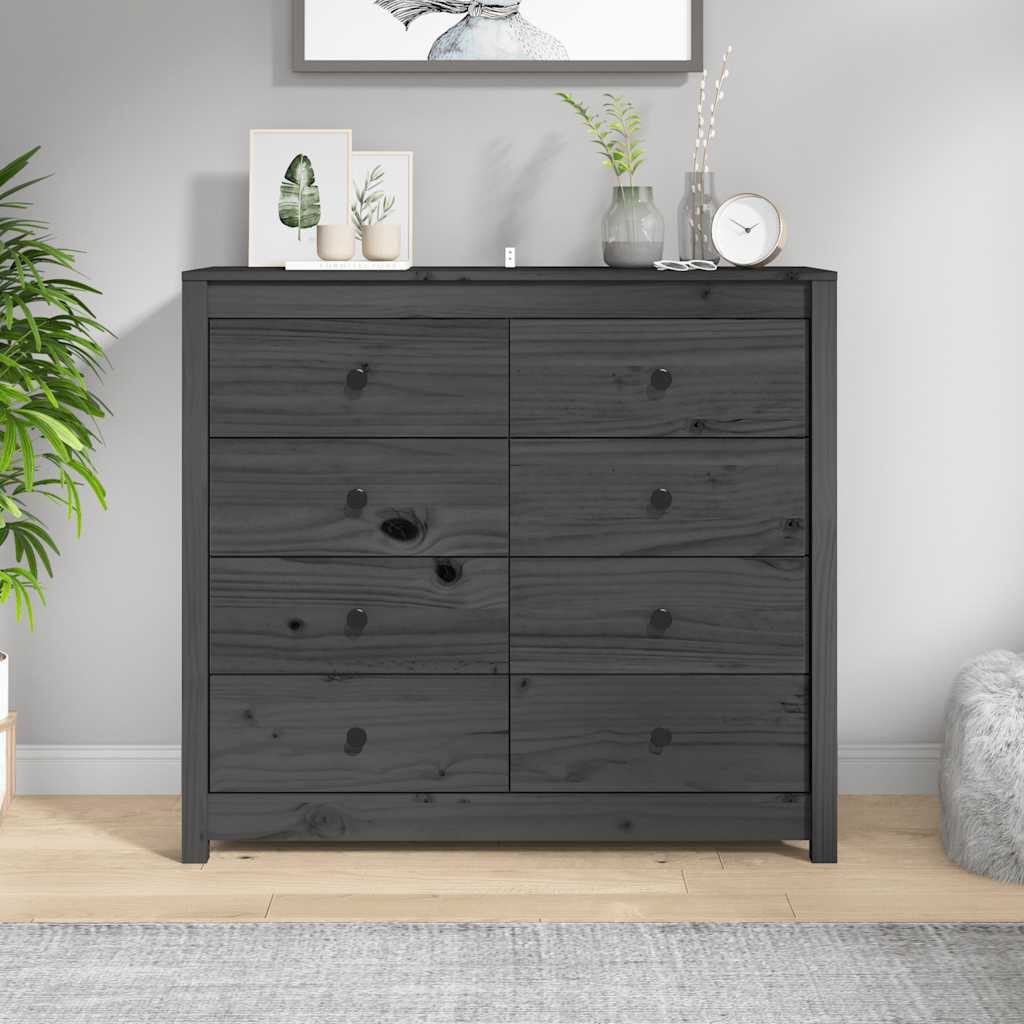 E-shop Multidom Bočná skrinka sivá 100x40x90 cm masívna borovica