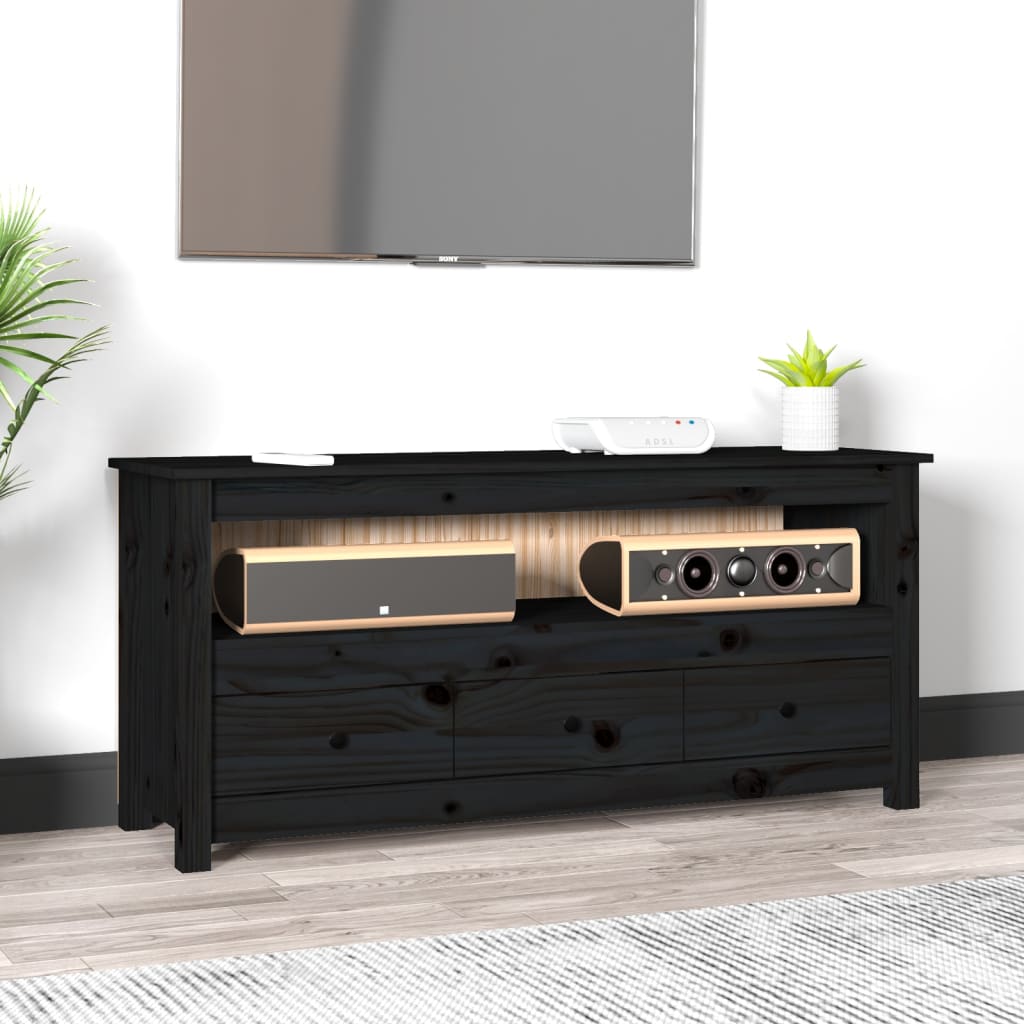 E-shop Multidom TV skrinka čierna 114x35x52 cm masívna borovica