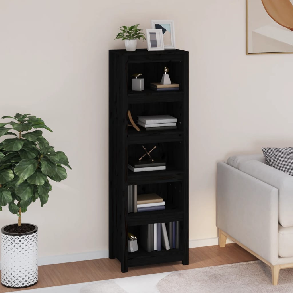 E-shop Multidom Knižnica čierna 50x35x154 cm masívna borovica