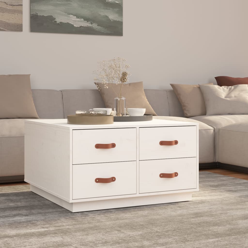 E-shop Multidom Konferenčný stolík biely 80x80x45 cm borovicový masív