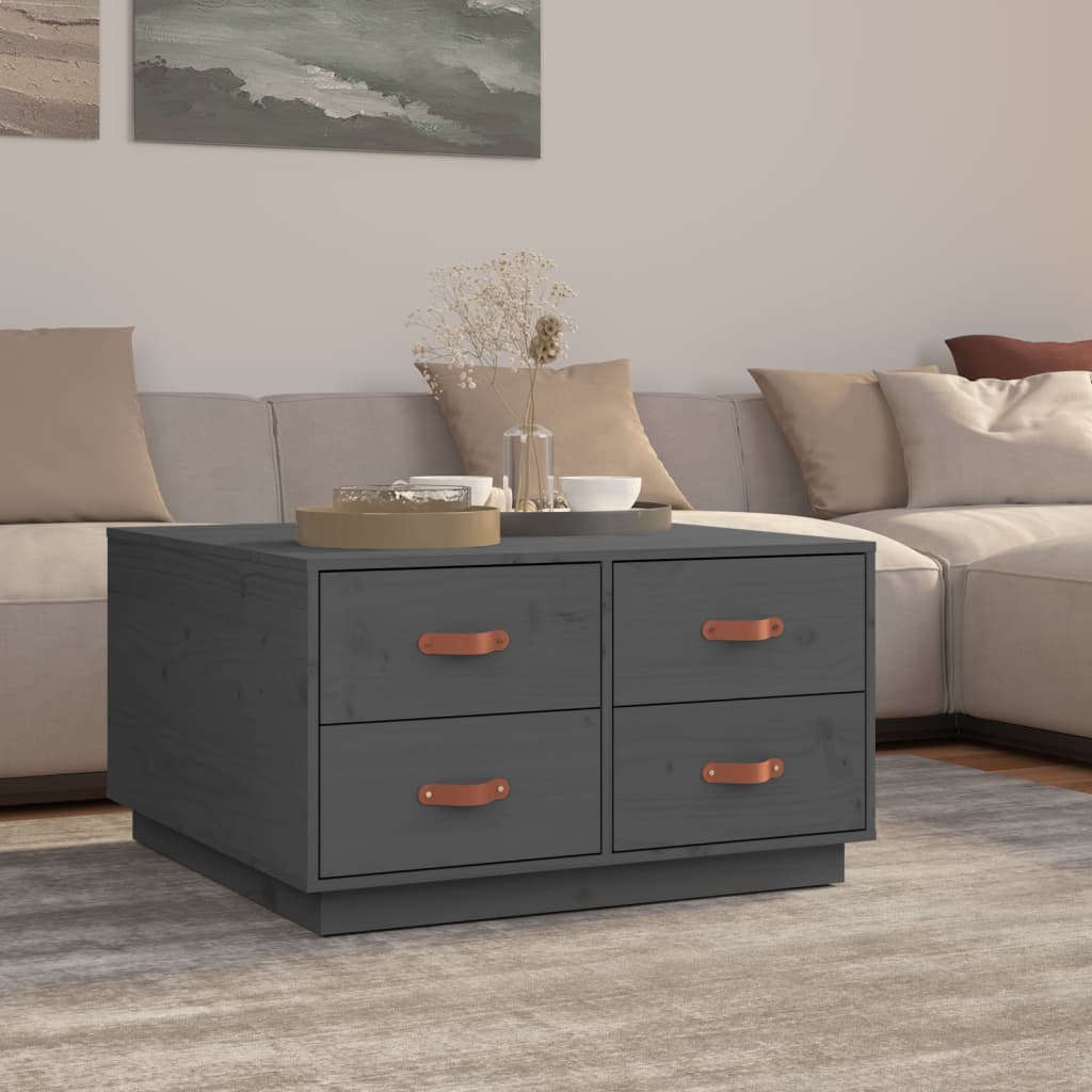 E-shop Multidom Konferenčný stolík sivý 80x80x45 cm borovicový masív