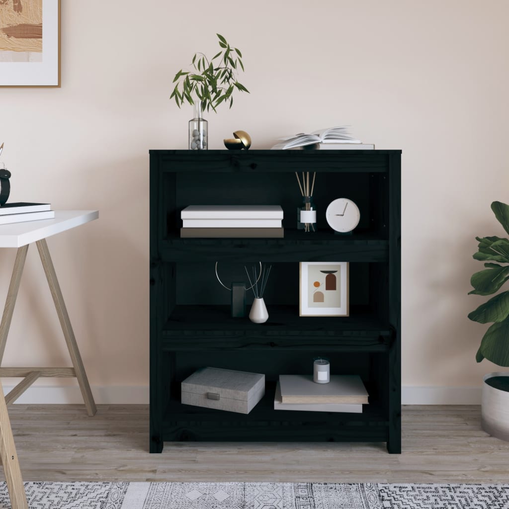 E-shop Multidom Knižnica čierna 80x35x97 cm masívna borovica