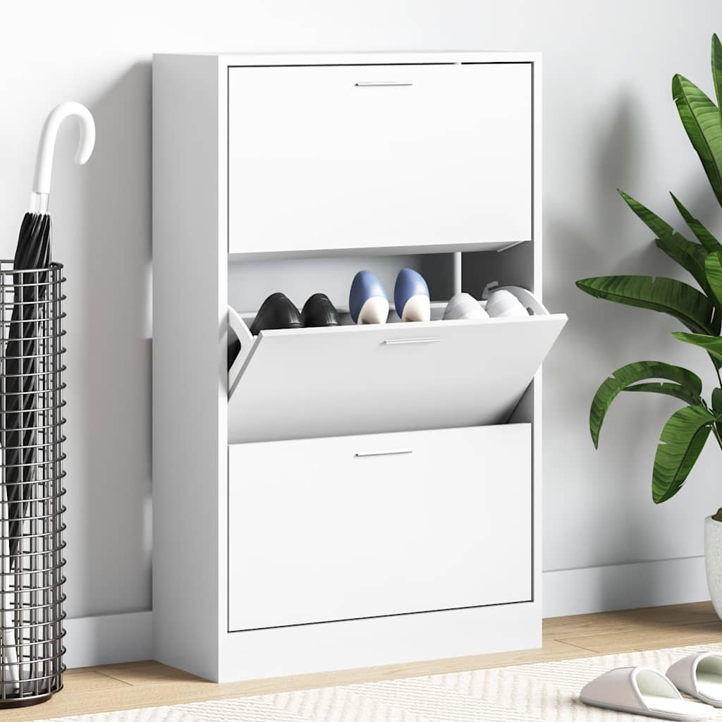 E-shop Multidom Botník biely 63x24x103 cm spracované drevo