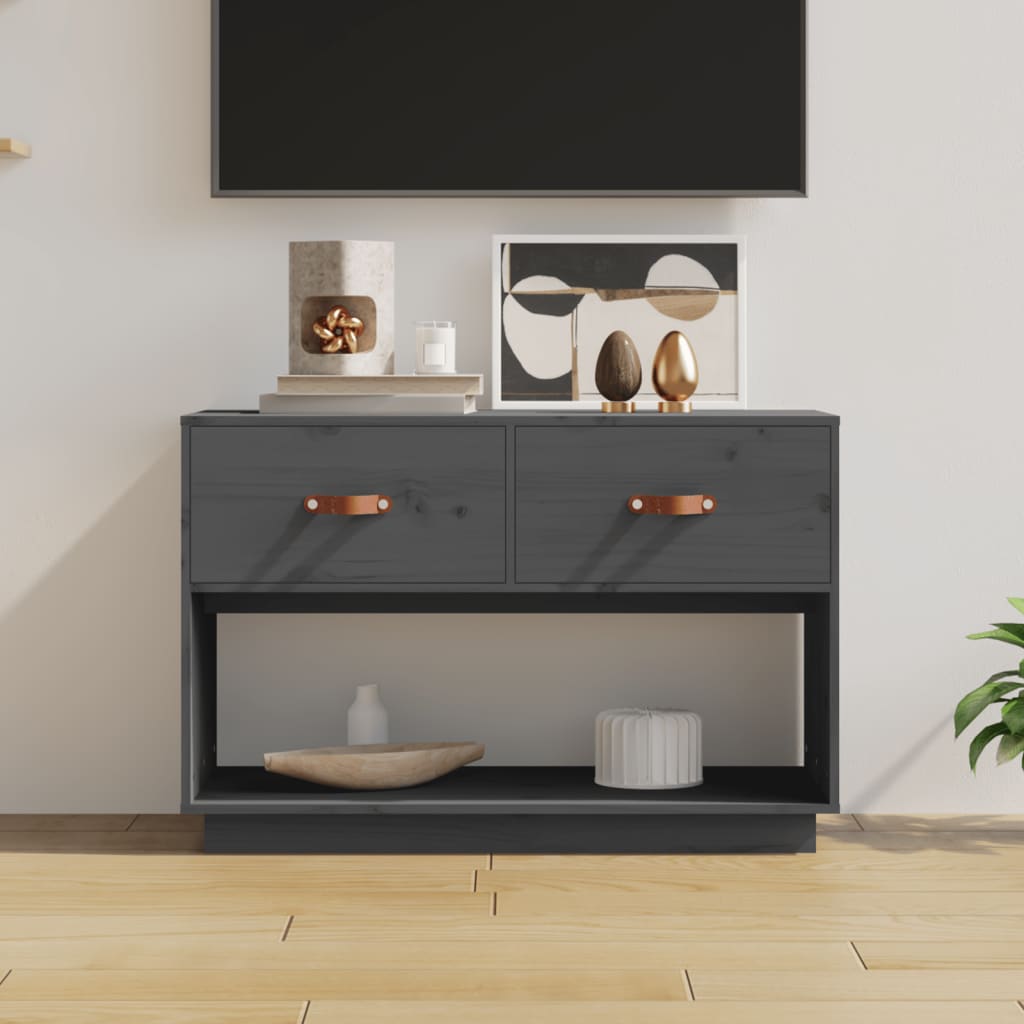 E-shop Multidom TV skrinka sivá 90x40x60 cm masívna borovica