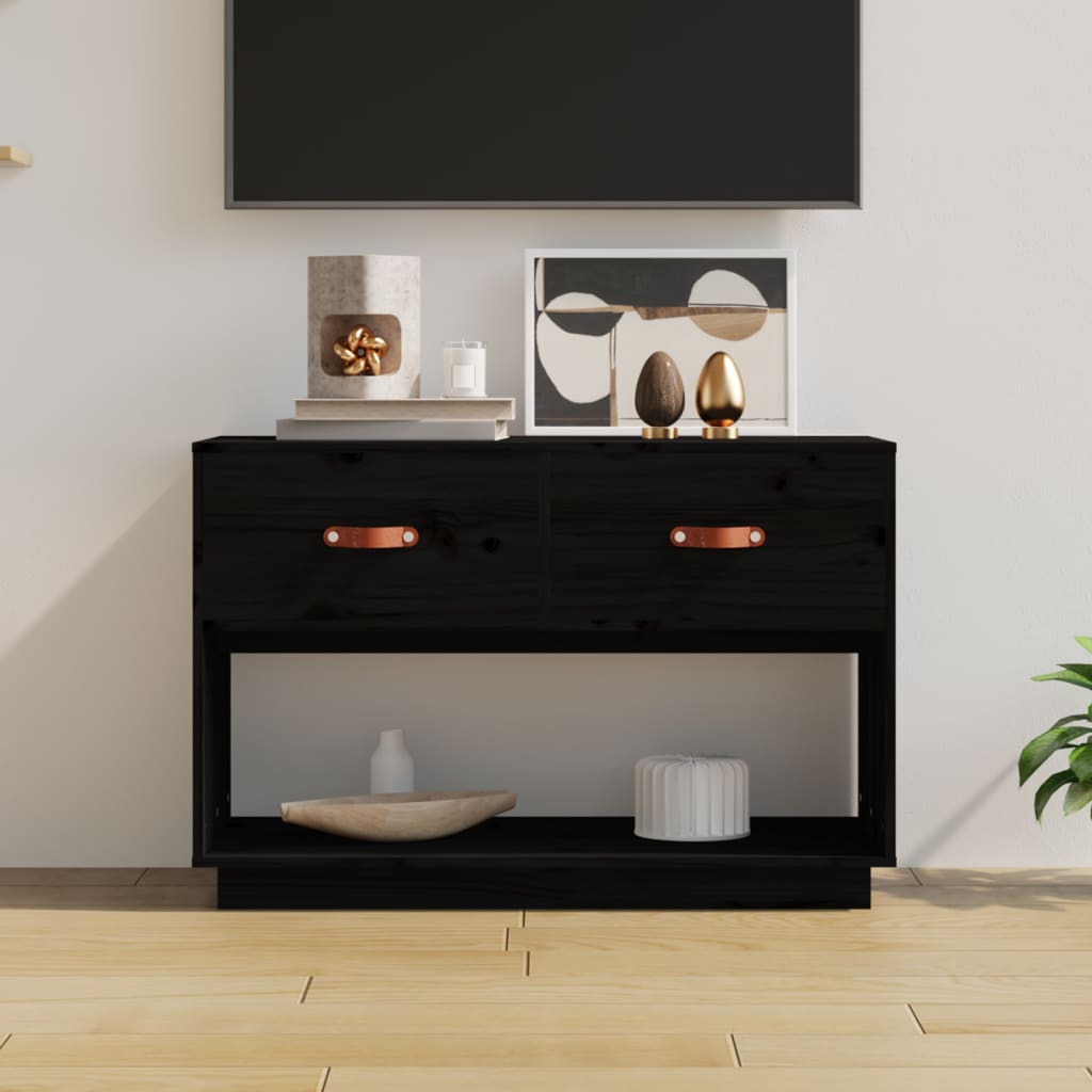 E-shop Multidom TV skrinka čierna 90x40x60 cm masívna borovica