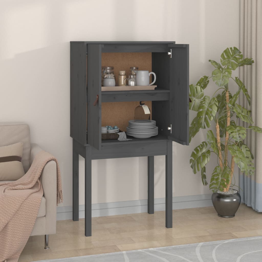E-shop Multidom Vysoká skrinka sivá 60x40x120 cm masívna borovica