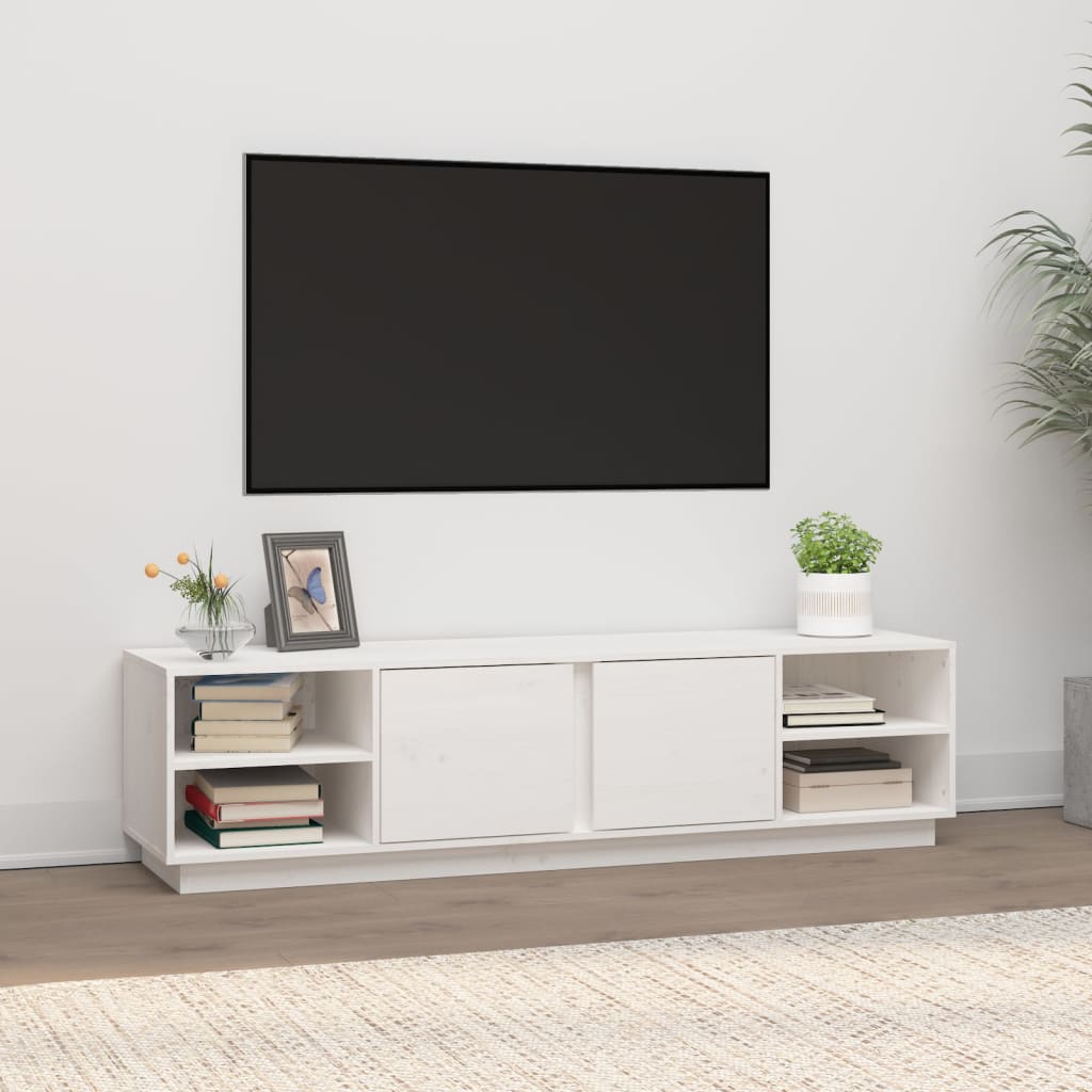 E-shop Multidom TV skrinka biela 156x40x40 cm masívna borovica