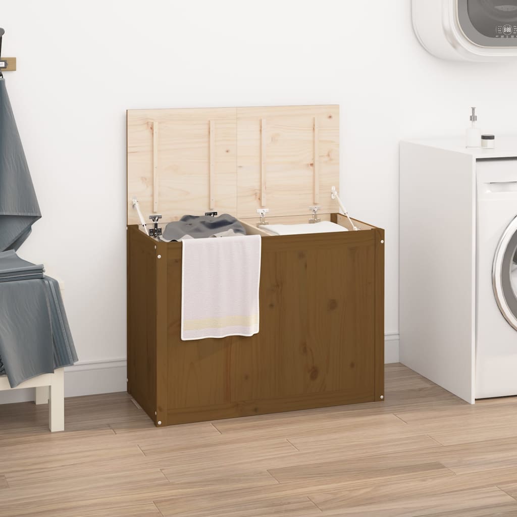 E-shop Multidom Kôš na bielizeň medovohnedý 88,5x44x66 cm masívna borovica