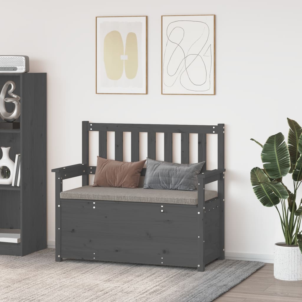 E-shop Multidom Lavička sivá 112,5x51,5x96,5 cm masívne borovicové drevo