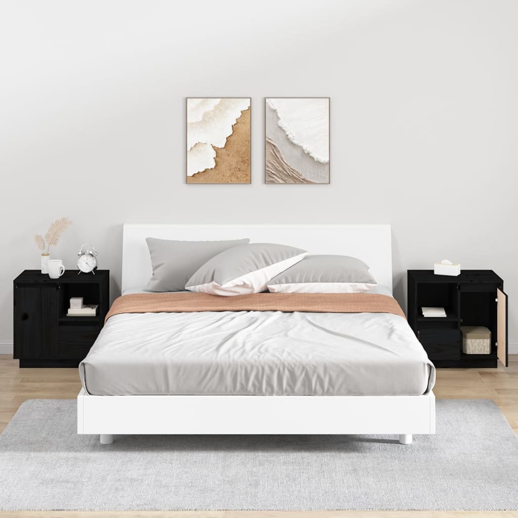 E-shop Multidom Nočné stolíky 2 ks čierne 50x34x50 cm borovicový masív