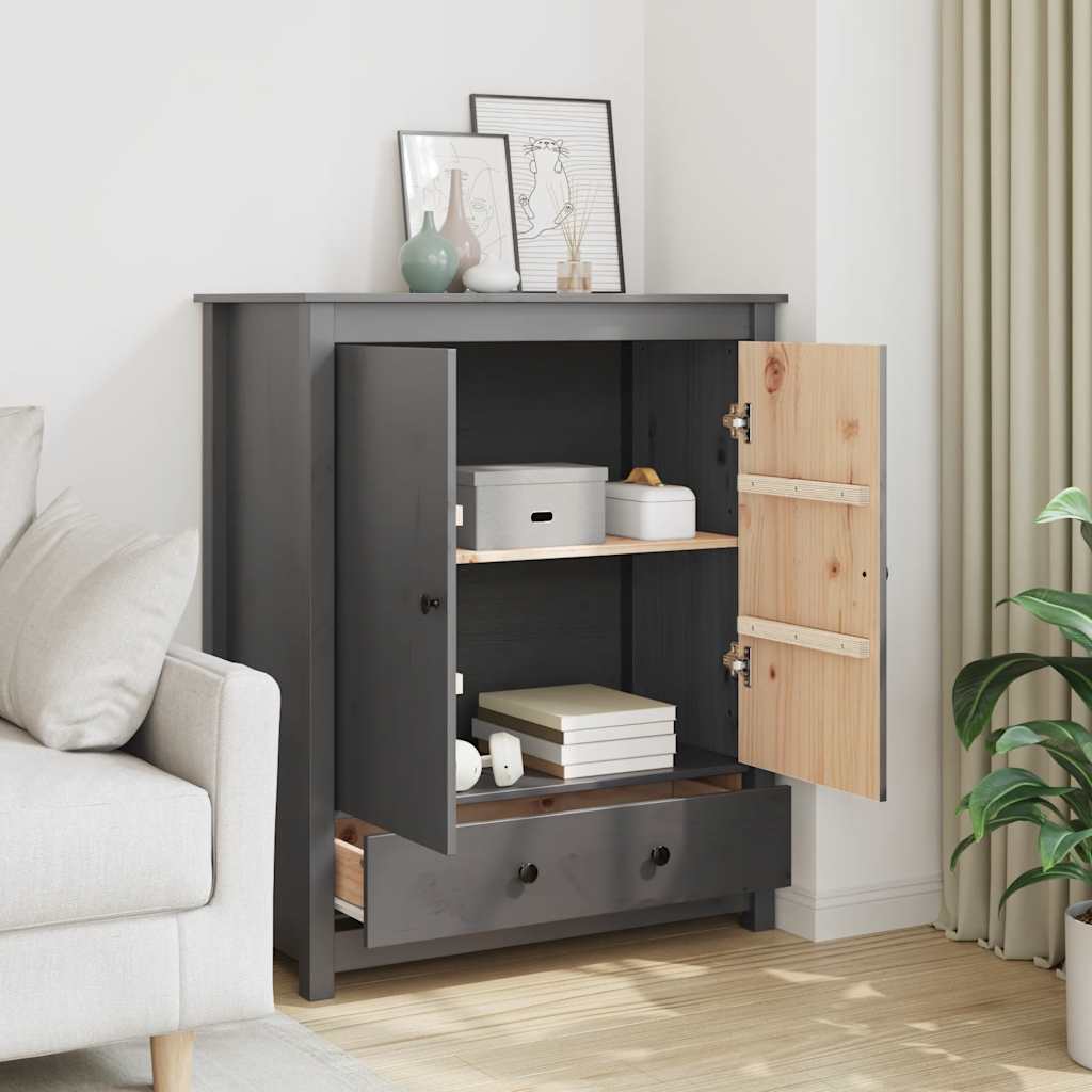 E-shop Multidom Vysoká skrinka sivá 83x41,5x100 cm borovicový masív