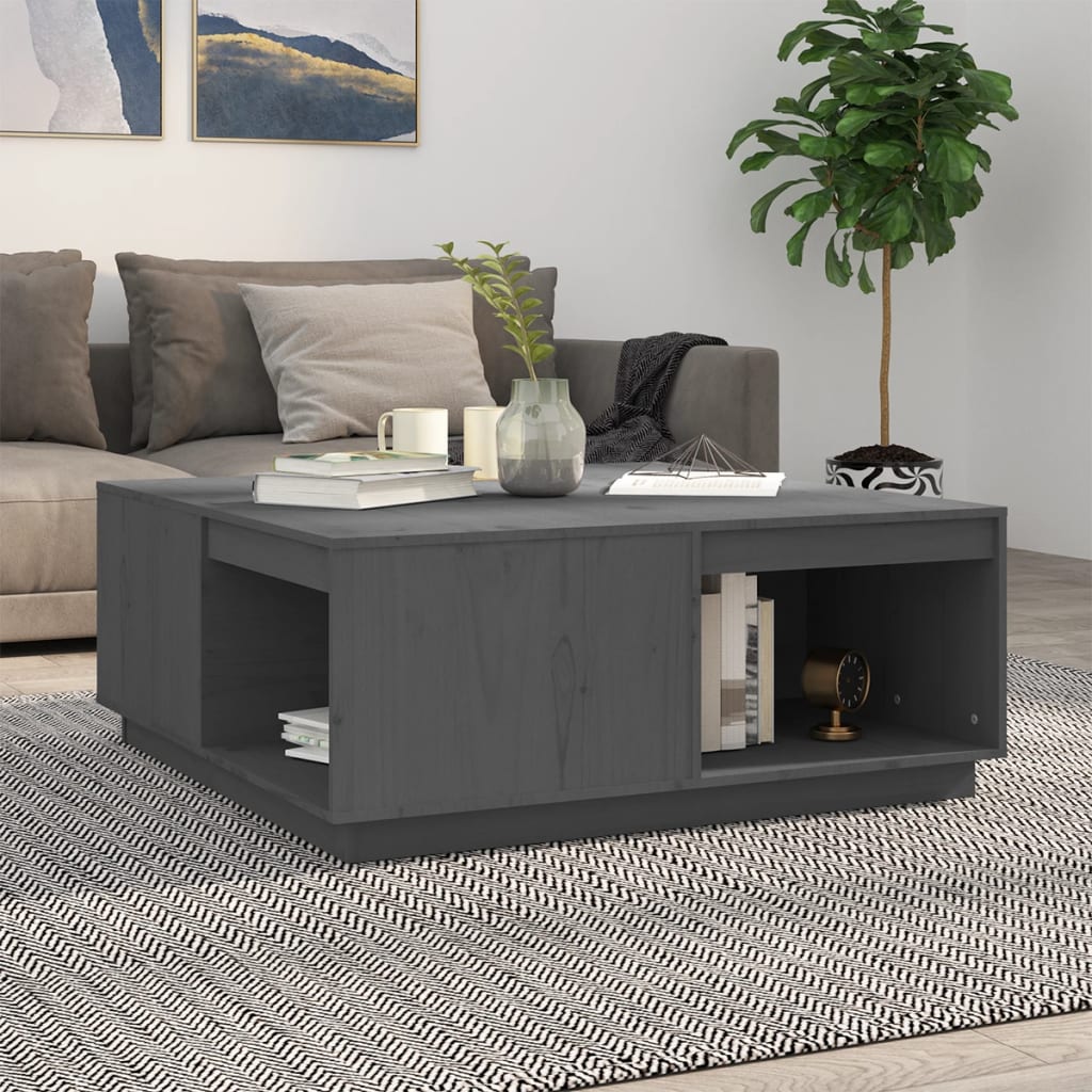 E-shop Multidom Konferenčný stolík sivý 100x101x40,5 cm borovicový masív