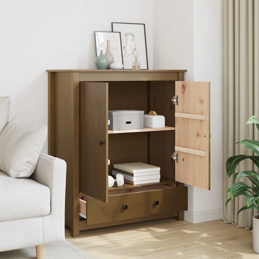 E-shop Multidom Vysoká skrinka medovo-hnedá 83x41,5x100 cm borovicový masív