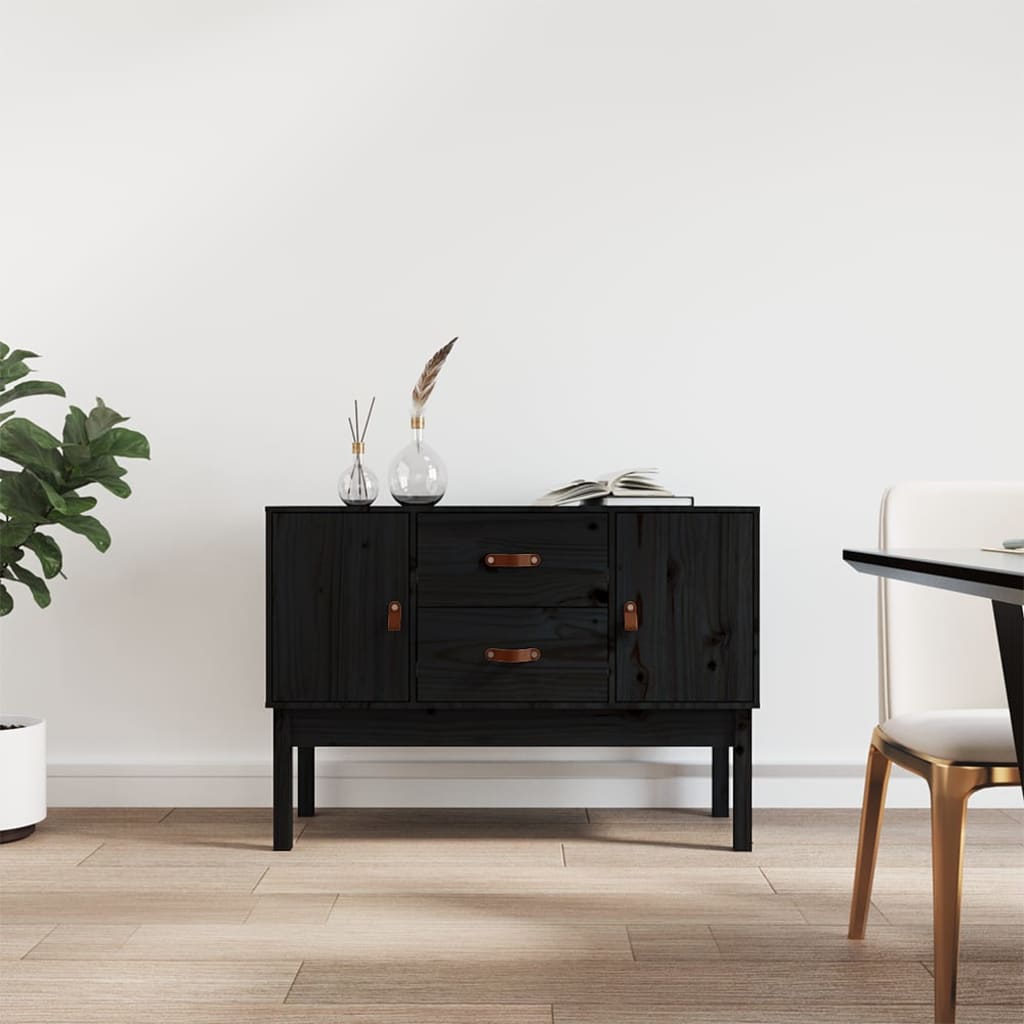 E-shop Multidom Komoda čierna 110x40x78 cm borovicový masív