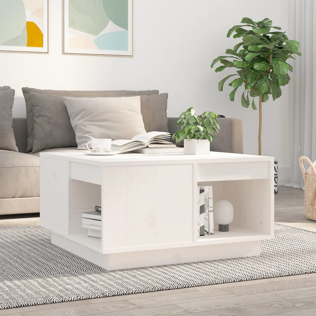 E-shop Multidom Konferenčný stolík biely 60x61x32,5 cm borovicový masív