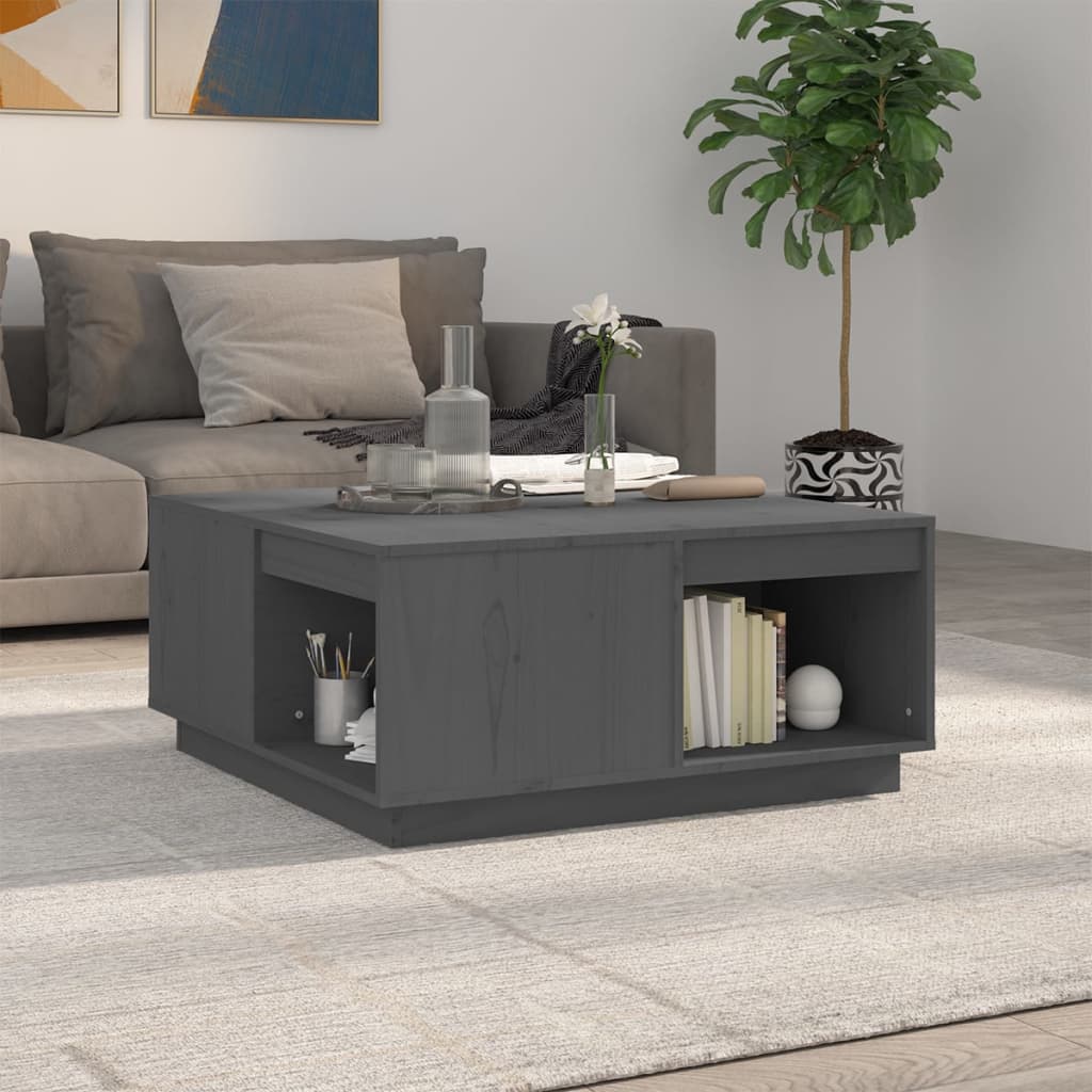 E-shop Multidom Konferenčný stolík sivý 80x81x36,5 cm borovicový masív