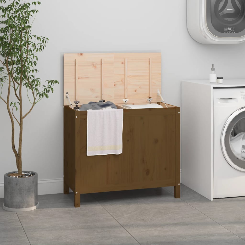 E-shop Multidom Kôš na bielizeň medovohnedý 88,5x44x76 cm masívna borovica