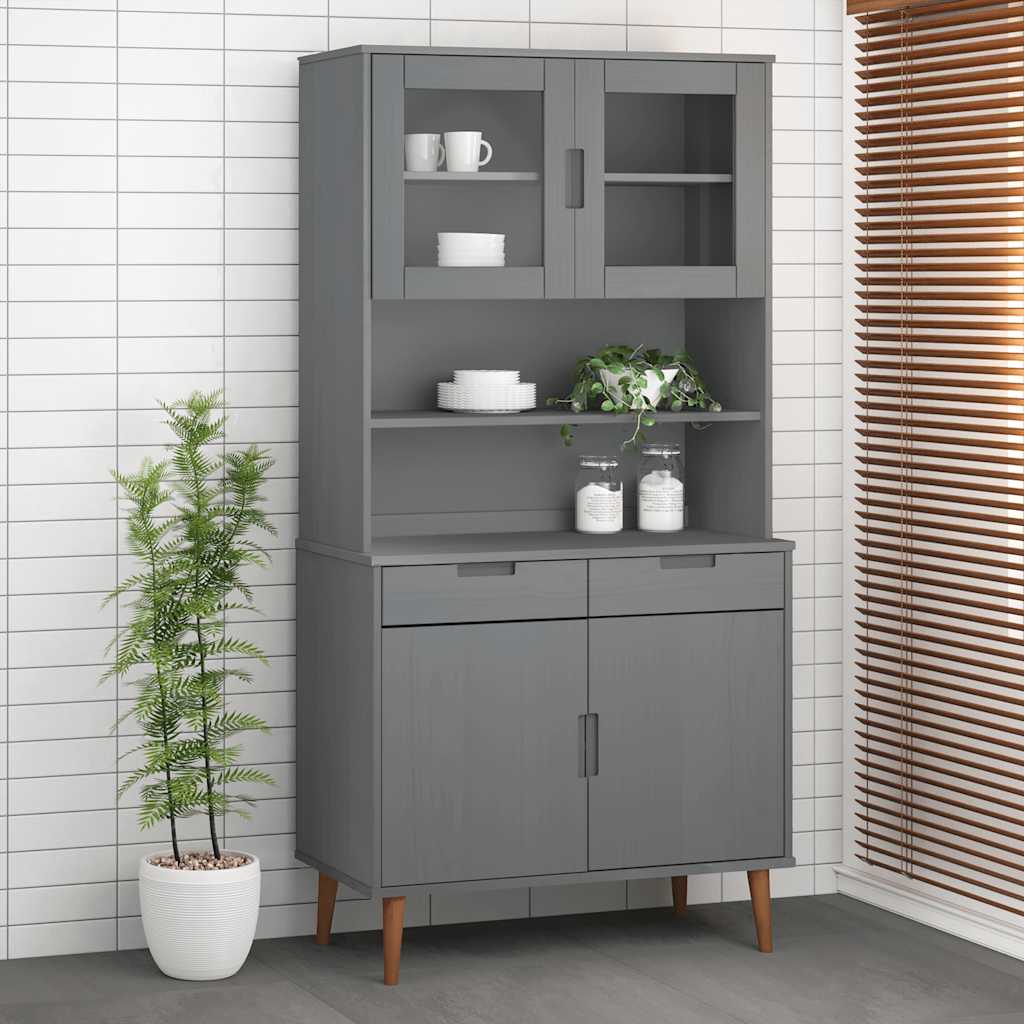 E-shop Multidom Nadstavec na komodu MOLDE, sivý 90x35x100 cm, borovicový masív
