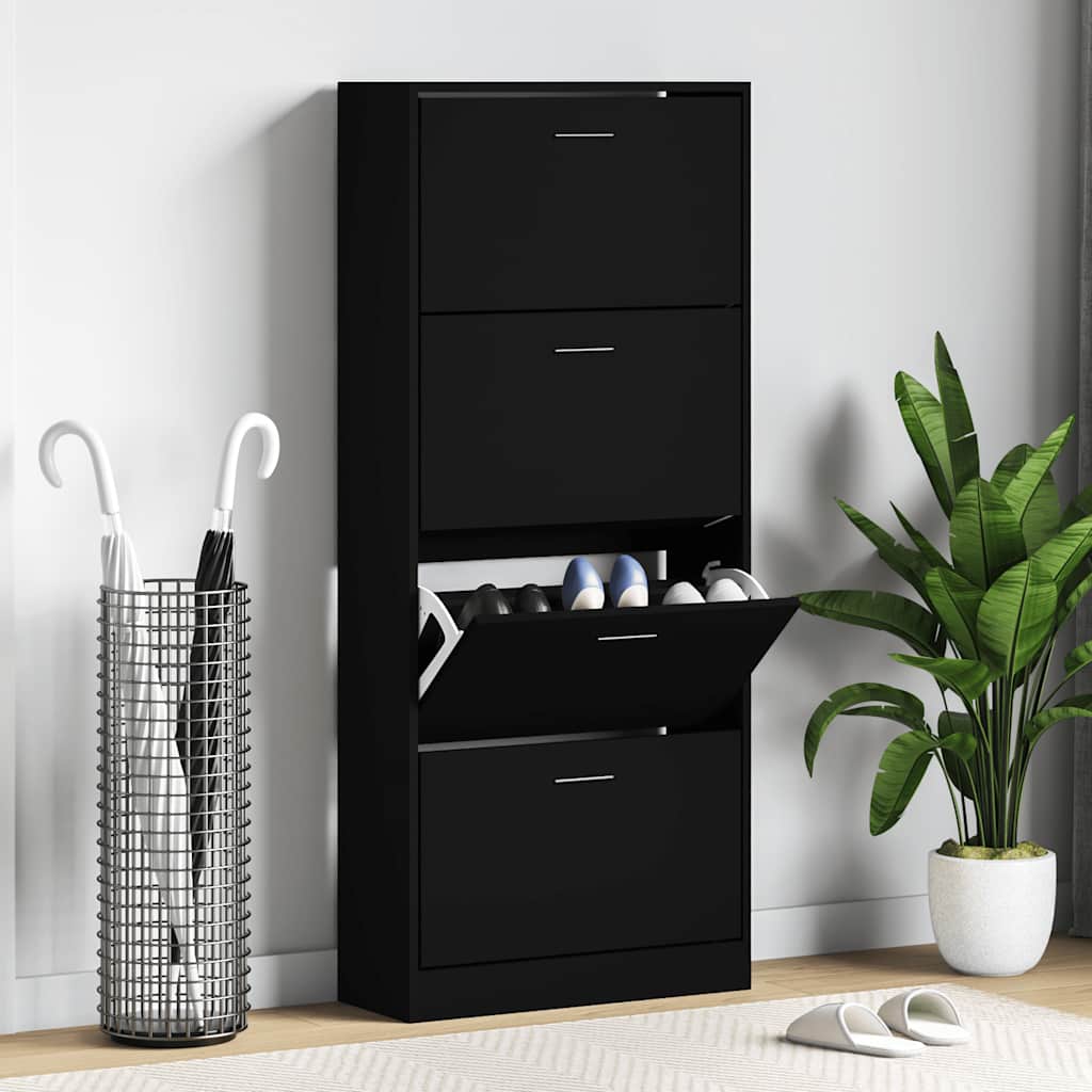 E-shop Multidom Botník čierny 63x24x147 cm spracované drevo