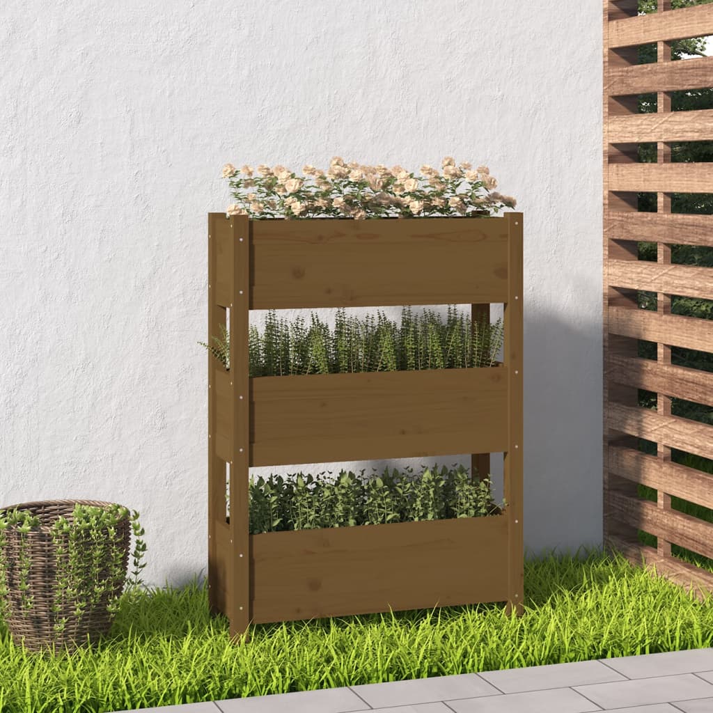 E-shop Multidom Kvetináč medovo-hnedý 77x25x104,5 cm borovicový masív