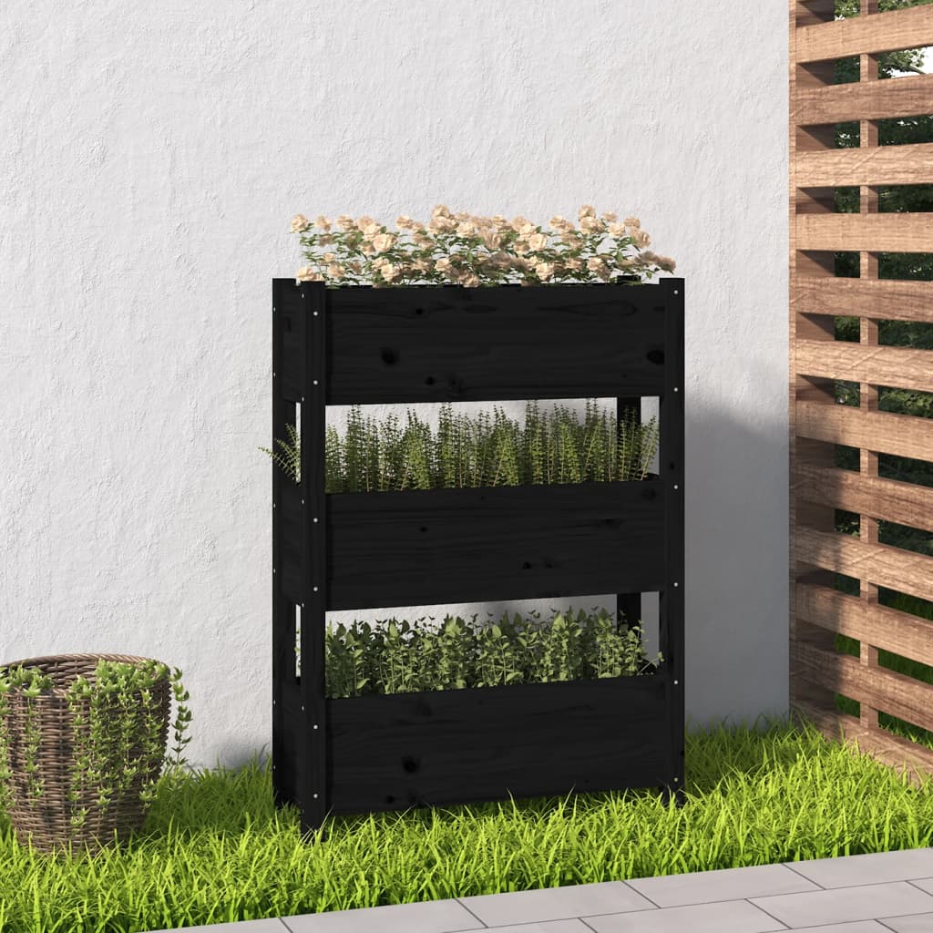 E-shop Multidom Kvetináč čierny 77x25x104,5 cm borovicový masív
