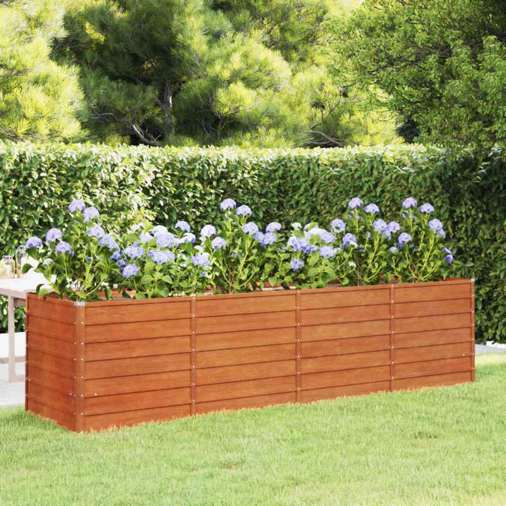 E-shop Multidom Vyvýšený záhradný záhon, hrdzavý 320x80x77 cm, cortenová oceľ