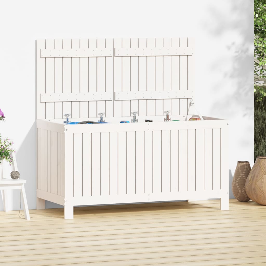 E-shop Multidom Záhradný úložný box biely 121x55x64 cm masívna borovica