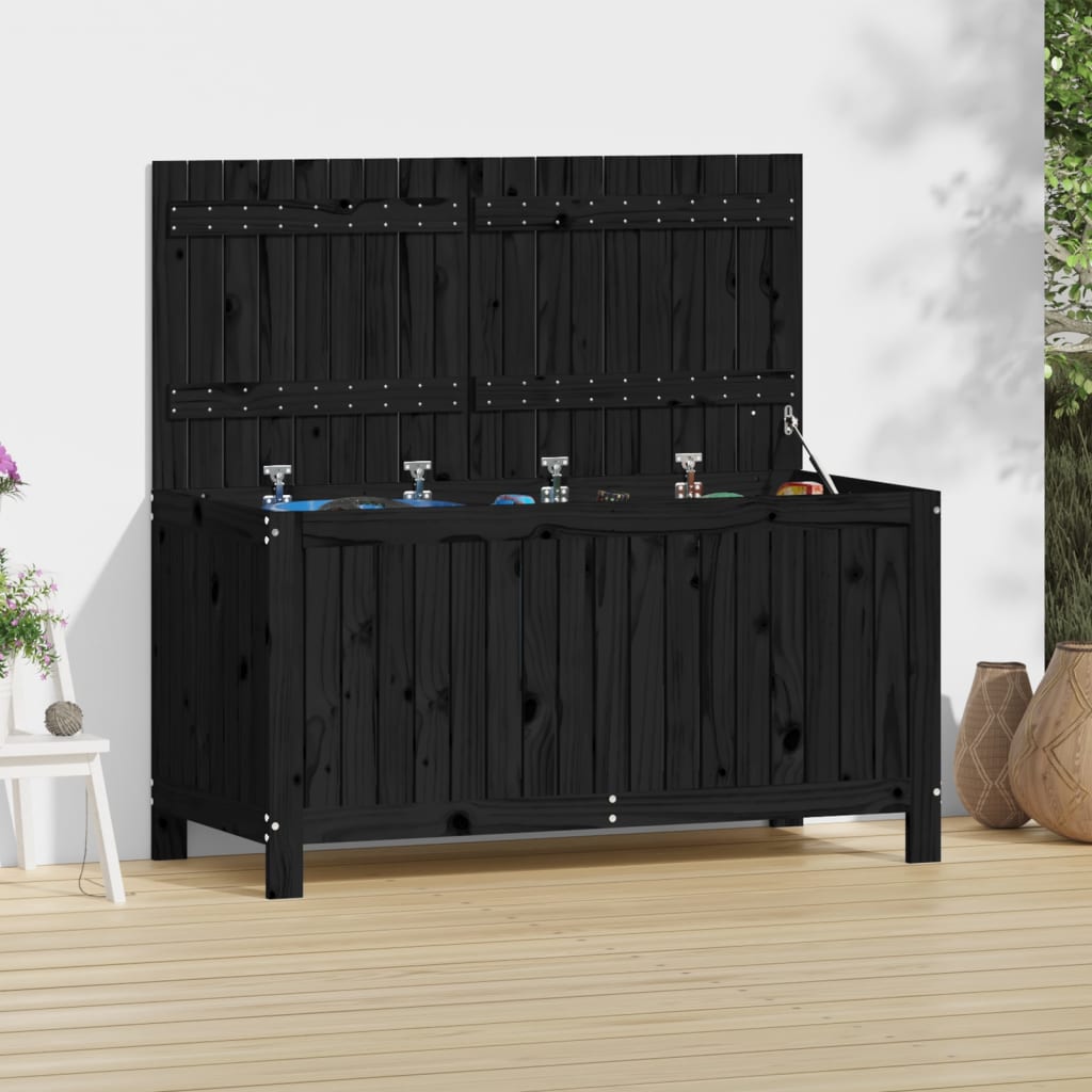 E-shop Multidom Záhradný úložný box čierny 121x55x64 cm masívna borovica