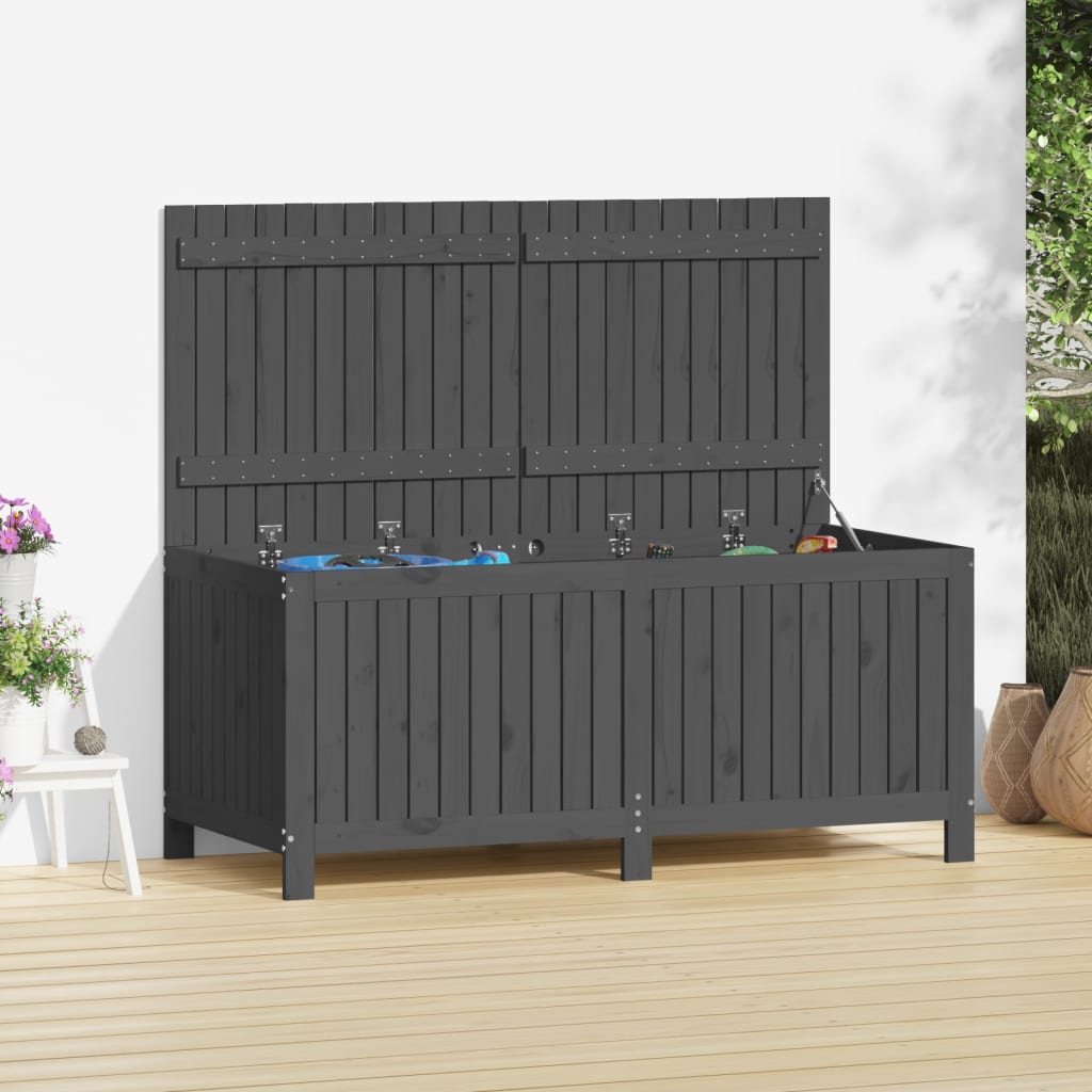 E-shop Multidom Záhradný úložný box sivý 147x68x64 cm masívna borovica