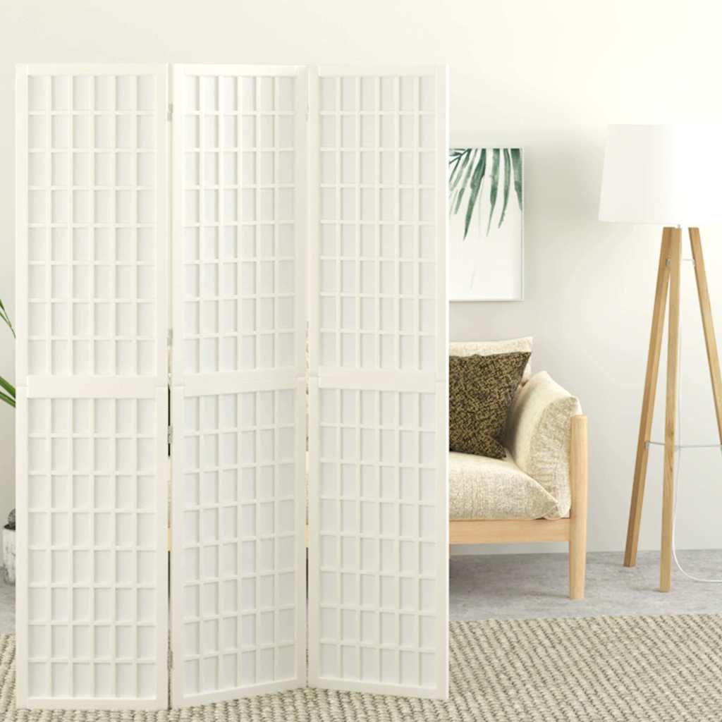 E-shop Multidom Skladací paraván s 3 panelmi, japonský štýl 120x170 cm biely