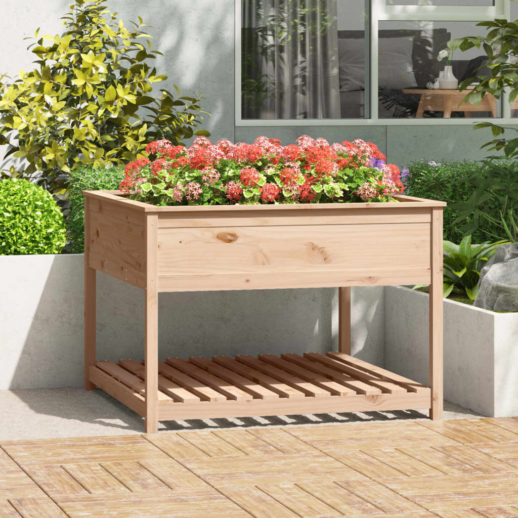 E-shop Multidom Kvetináč s policou 111,5x111,5x81 cm masívna borovica