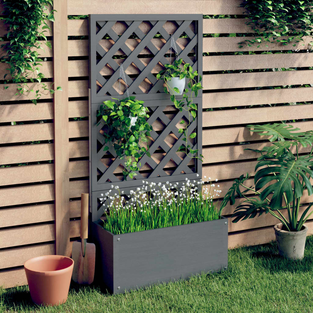 E-shop Multidom Kvetináč s mriežkou sivý 65x33x135 cm WPC