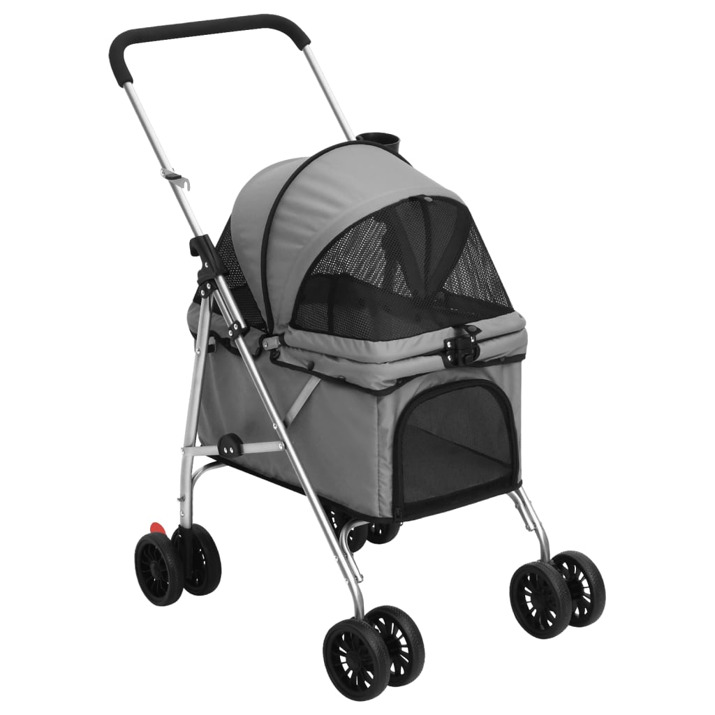 E-shop Multidom Skladací kočík pre psa sivý 76x50x100 cm oxfordská tkanina