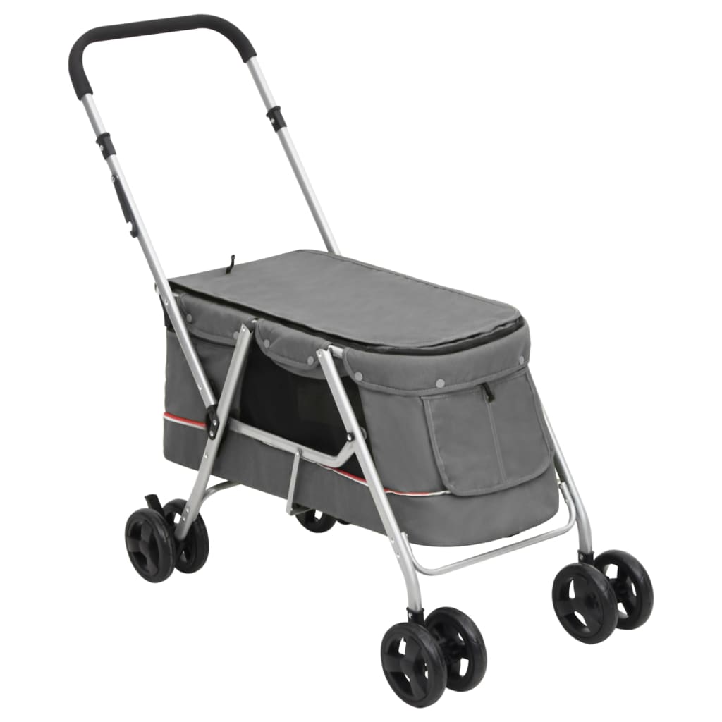 E-shop Multidom Skladací kočík pre psa sivý 100x49x96 cm ľanová tkanina