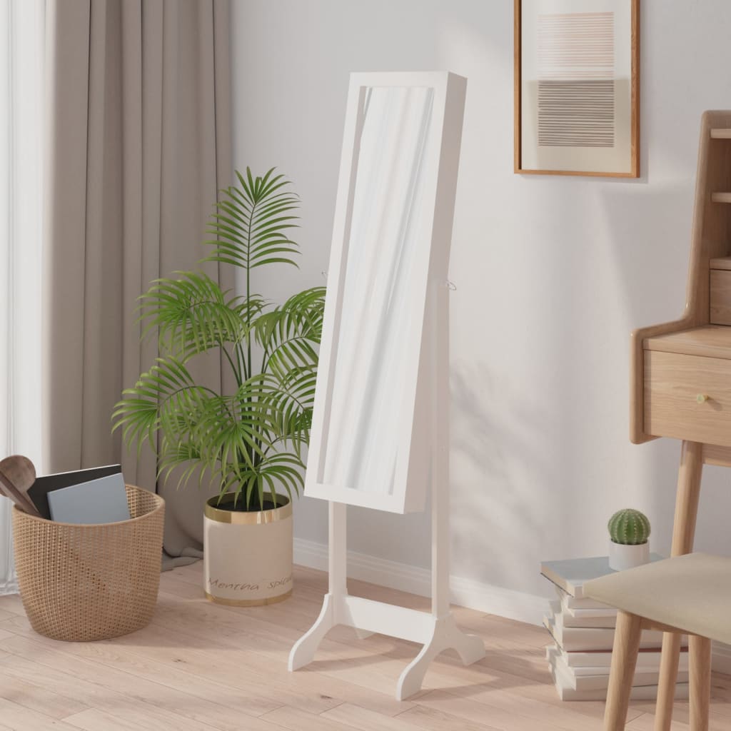 E-shop Multidom Voľne stojace zrkadlo, biele 34x37x146 cm
