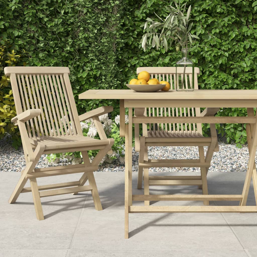 E-shop Multidom Skladacie záhradné stoličky 2 ks sivé 56x61x89 cm tíkový masív