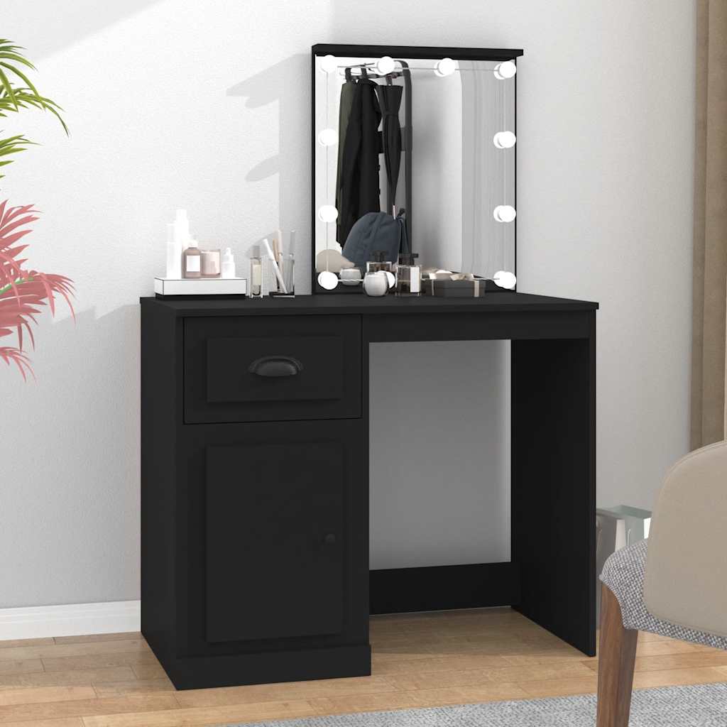 E-shop Multidom Toaletný stolík s LED čierny 90x50x132,5 cm spracované drevo