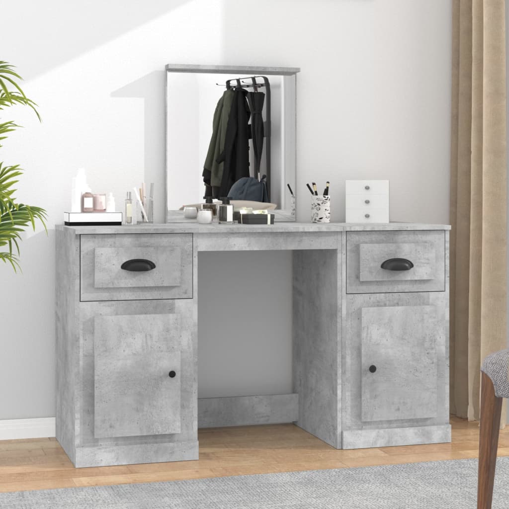 E-shop Multidom Toaletný stolík so zrkadlom betónové sivý 130x50x132,5 cm