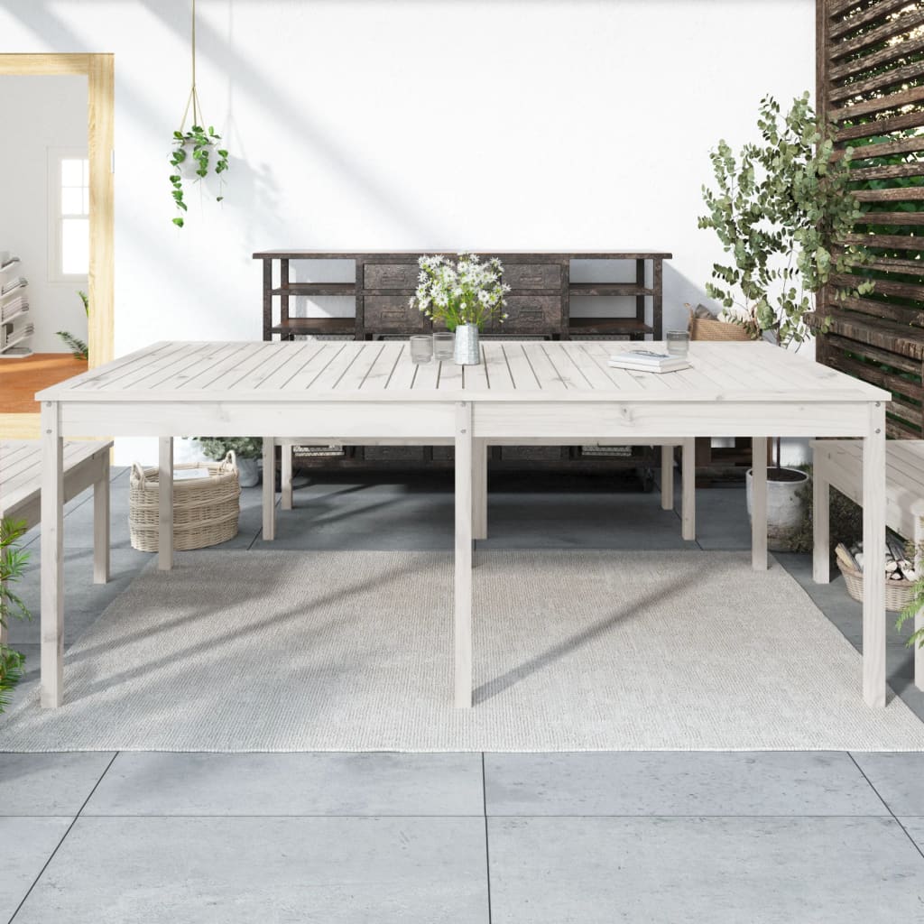 E-shop Multidom Záhradný stolík biely 203,5x100x76 cm borovicový masív